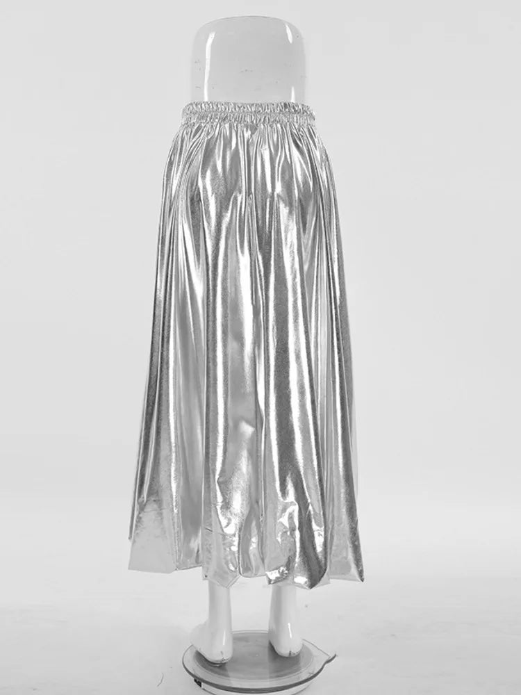 Coated Silver Balloon Skirt – Minimalist Streetwear for Soulmates | same ANTHEM