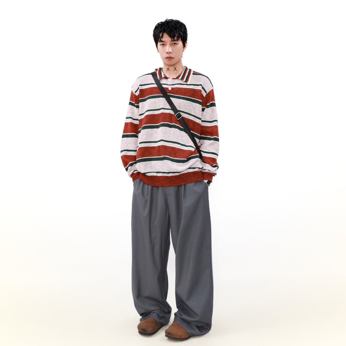 Colar Knit Striped Sweater Men | Casual Streetwear | same ANTHEM.