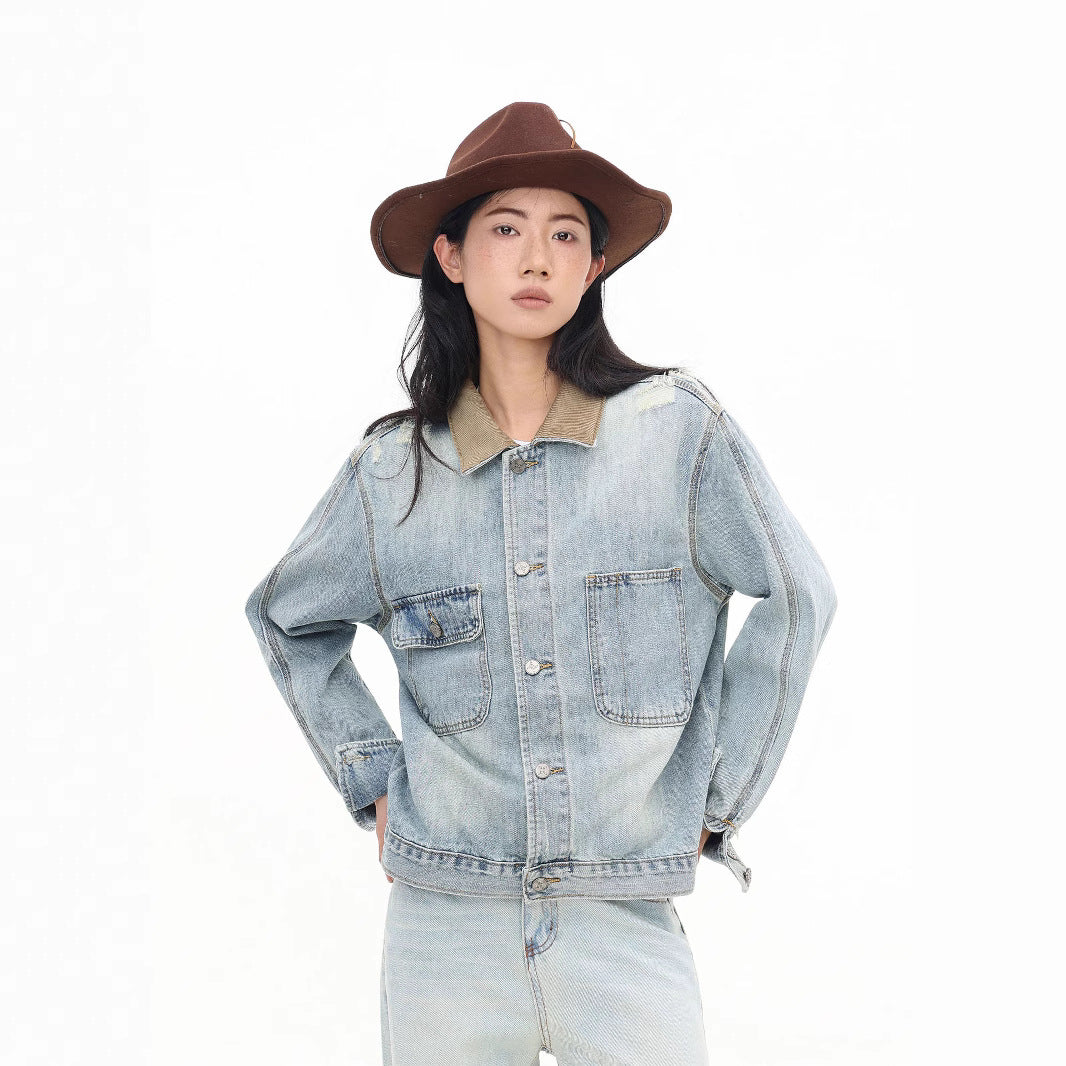 Collar Splicing Denim Jacket – Soulmate Streetwear | same ANTHEM.