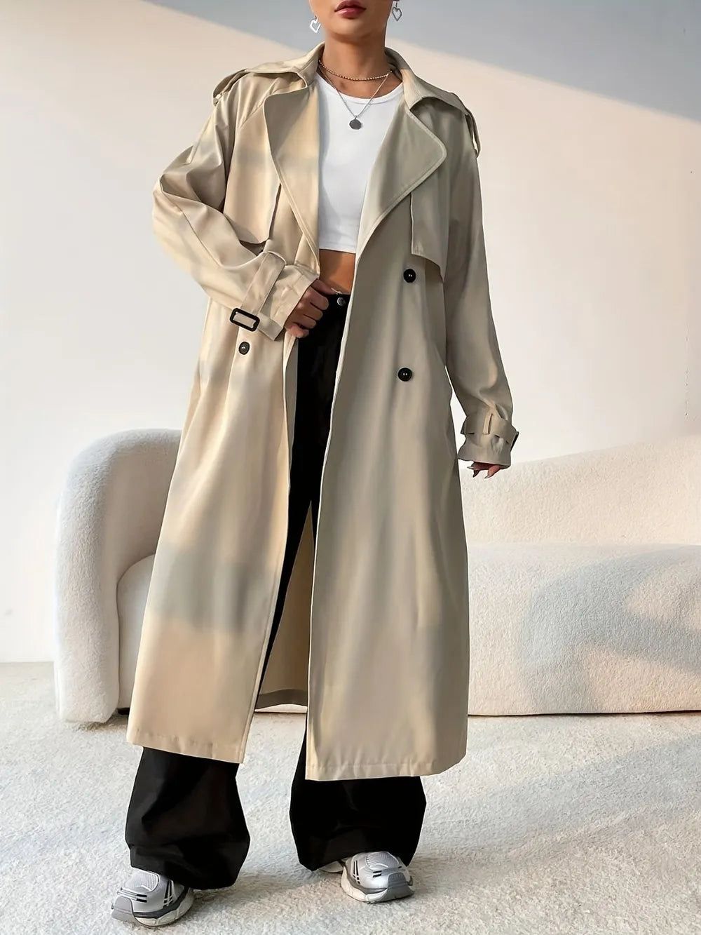 Collared Neck Longline Trench Coat | same ANTHEM. Soulmate Streetwear