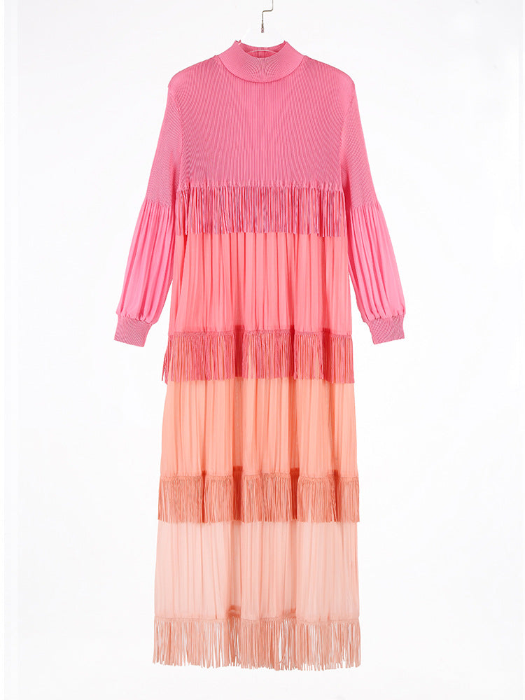 Color Blocked Tassel Maxi Dress – Soulmate Streetwear | same ANTHEM. - pink / one size