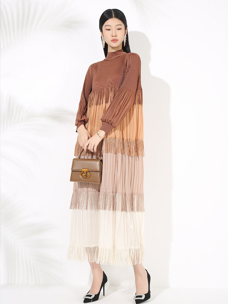 Color Blocked Tassel Maxi Dress – Soulmate Streetwear | same ANTHEM. - BROWN / one size