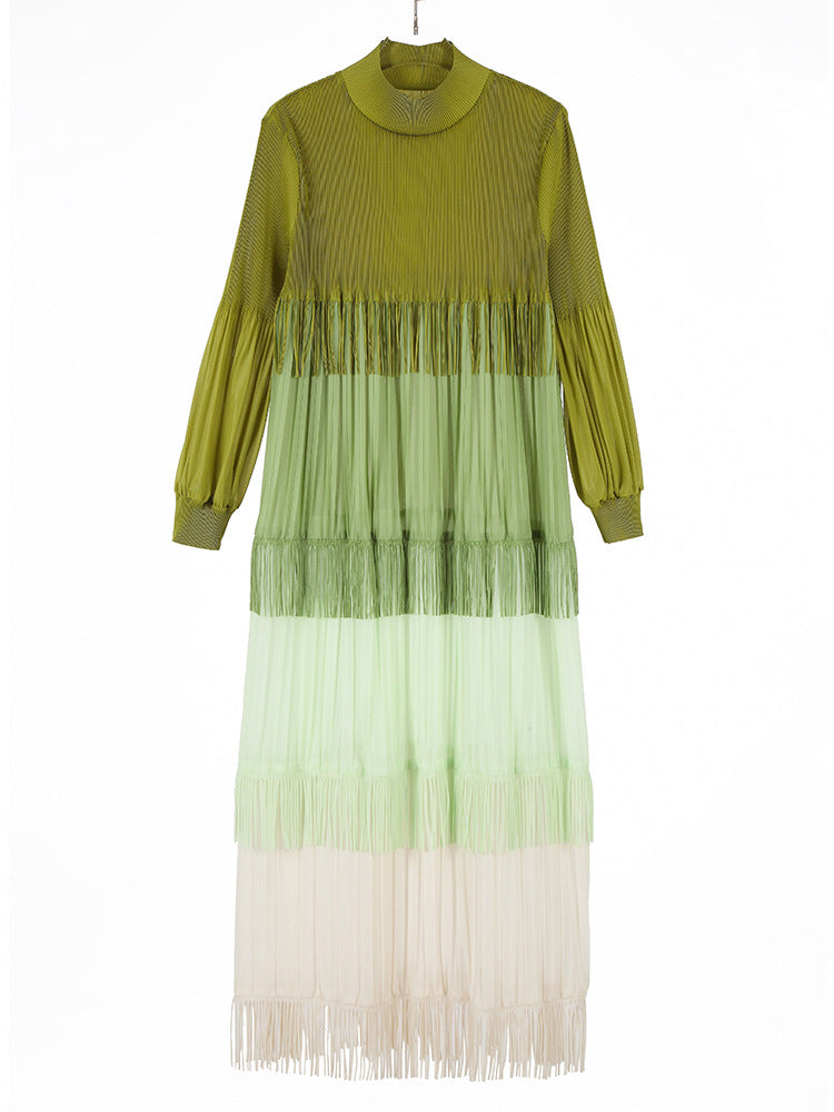 Color Blocked Tassel Maxi Dress – Soulmate Streetwear | same ANTHEM. - green / one size