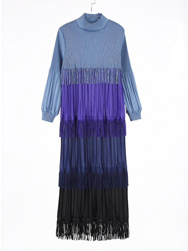 Color Blocked Tassel Maxi Dress – Soulmate Streetwear | same ANTHEM. - blue / one size