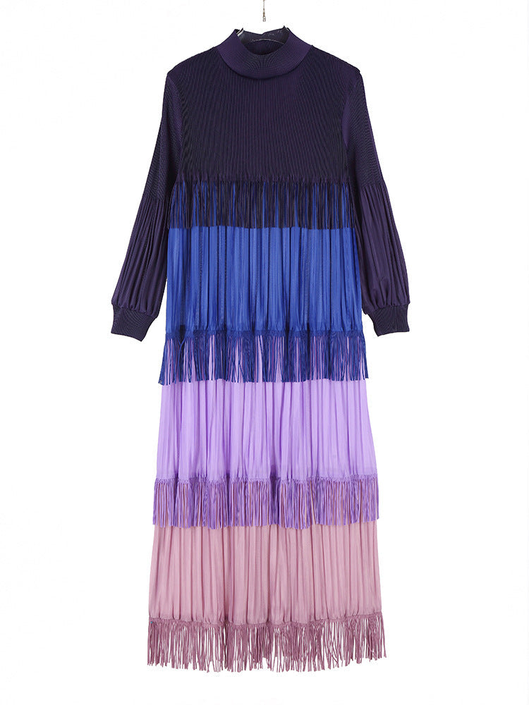 Color Blocked Tassel Maxi Dress – Soulmate Streetwear | same ANTHEM. - purple / one size
