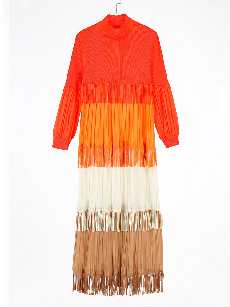 Color Blocked Tassel Maxi Dress – Soulmate Streetwear | same ANTHEM. - Orange color / one size