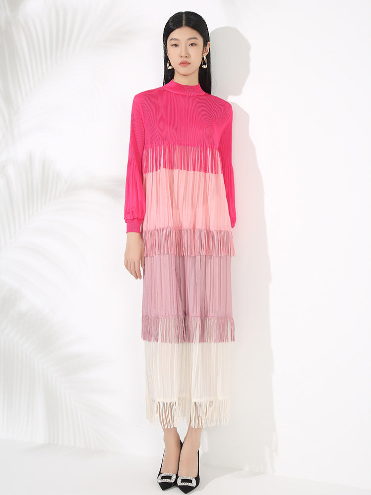 Color Blocked Tassel Maxi Dress – Soulmate Streetwear | same ANTHEM. - Rose Red / one size