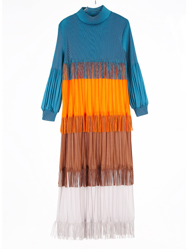Color Blocked Tassel Maxi Dress – Soulmate Streetwear | same ANTHEM. - peacock blue / one size