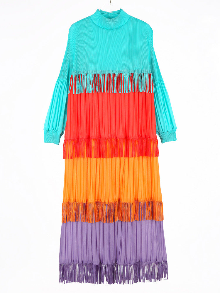 Color Blocked Tassel Maxi Dress – Soulmate Streetwear | same ANTHEM. - sky blue / one size