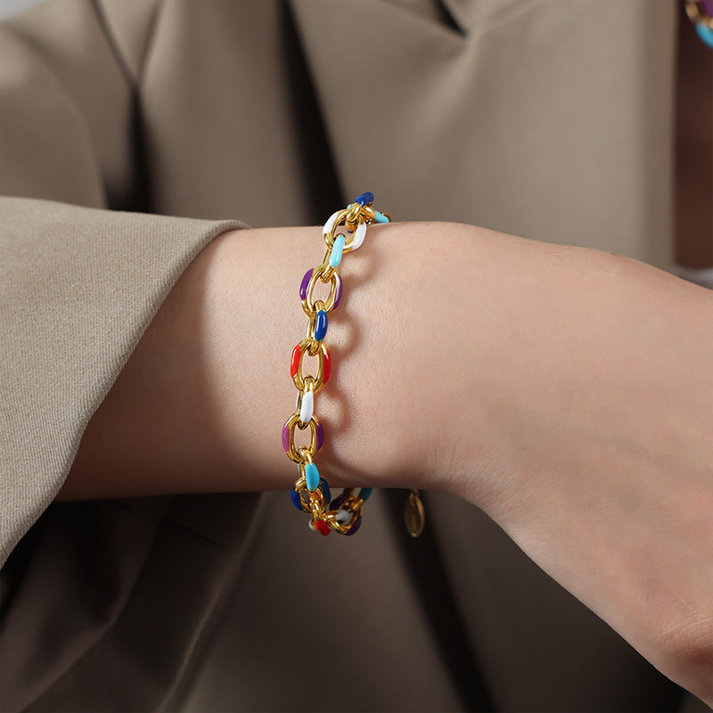 Color Titanium Steel Bracelet – Niche Premium Streetwear | same ANTHEM. - Gold / One Size