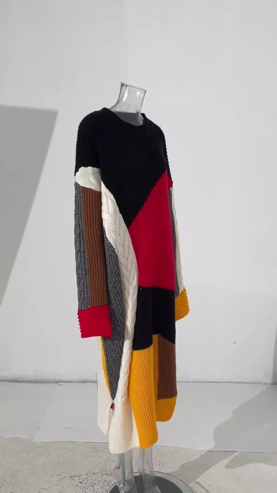 Colorblock Knit Streetwear Dress – same ANTHEM. Soulmate Style - Color collision / One Size