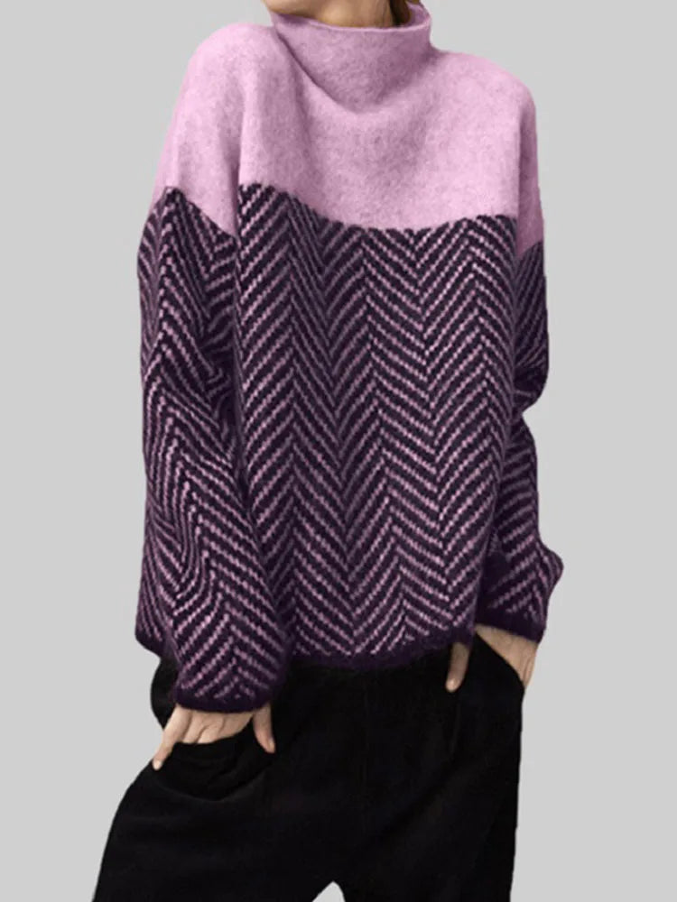 Contrast Patchwork Pullover Sweater Women | Casual Knitted Autumn Top | same ANTHEM.