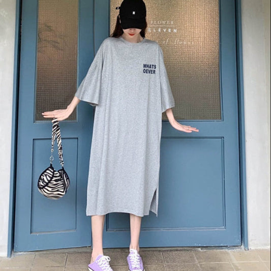 Cotton T-Shirt Dress Women | Casual Chic Streetwear | same ANTHEM. - Light Gray / M