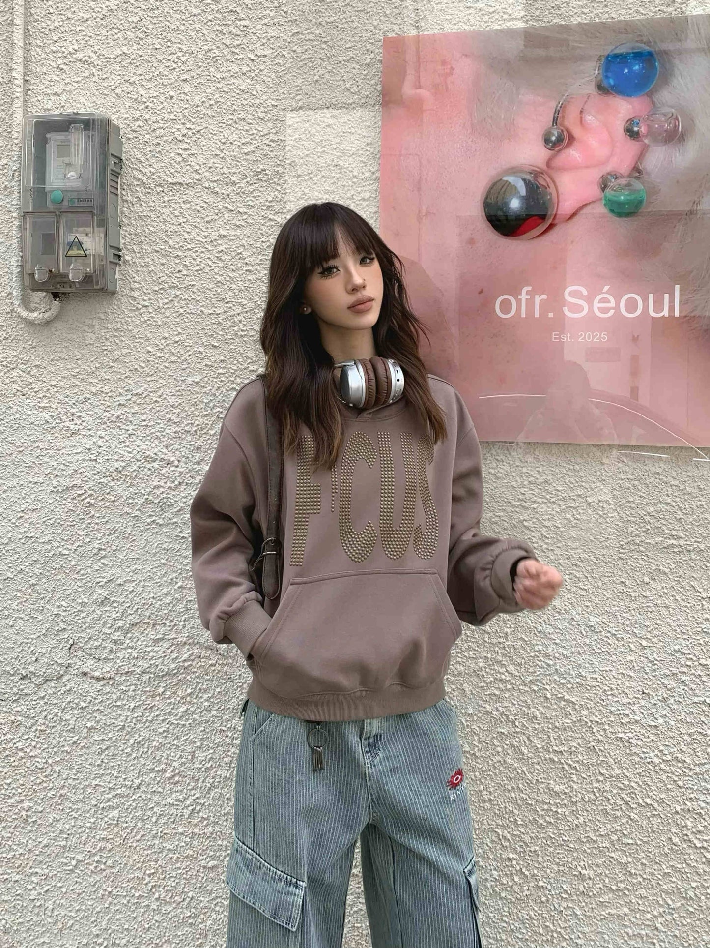 Couple Rhinestone Hoodie - Dreamy Chic Style | same ANTHEM - Khaki / L