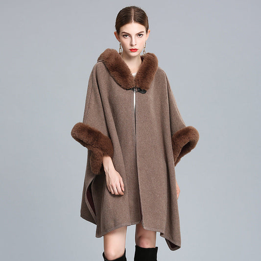 Cozy Woolen Hooded Cardigan Cape | same ANTHEM.