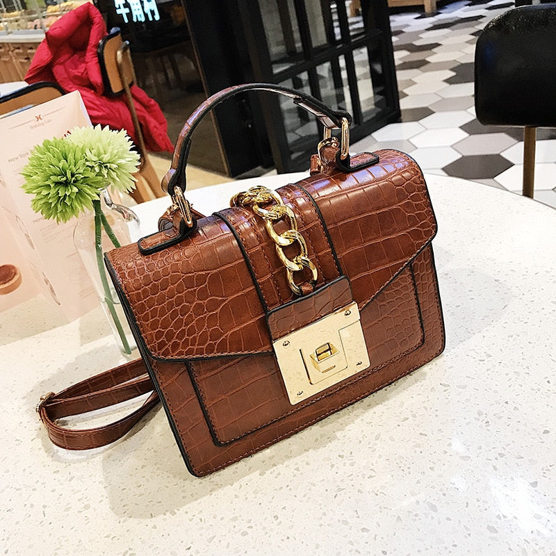 Croc PU Leather Envelope Crossbody | Soulmate Streetwear – same ANTHEM. - Brown
