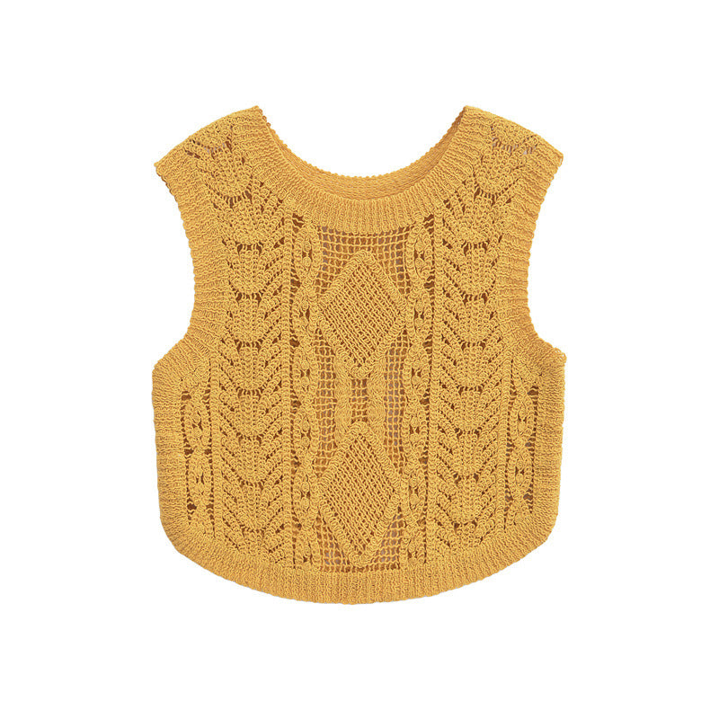 Crocheted Mesh Pullover Vest Top – Cute Chic Streetwear | same ANTHEM - yellow / XS
