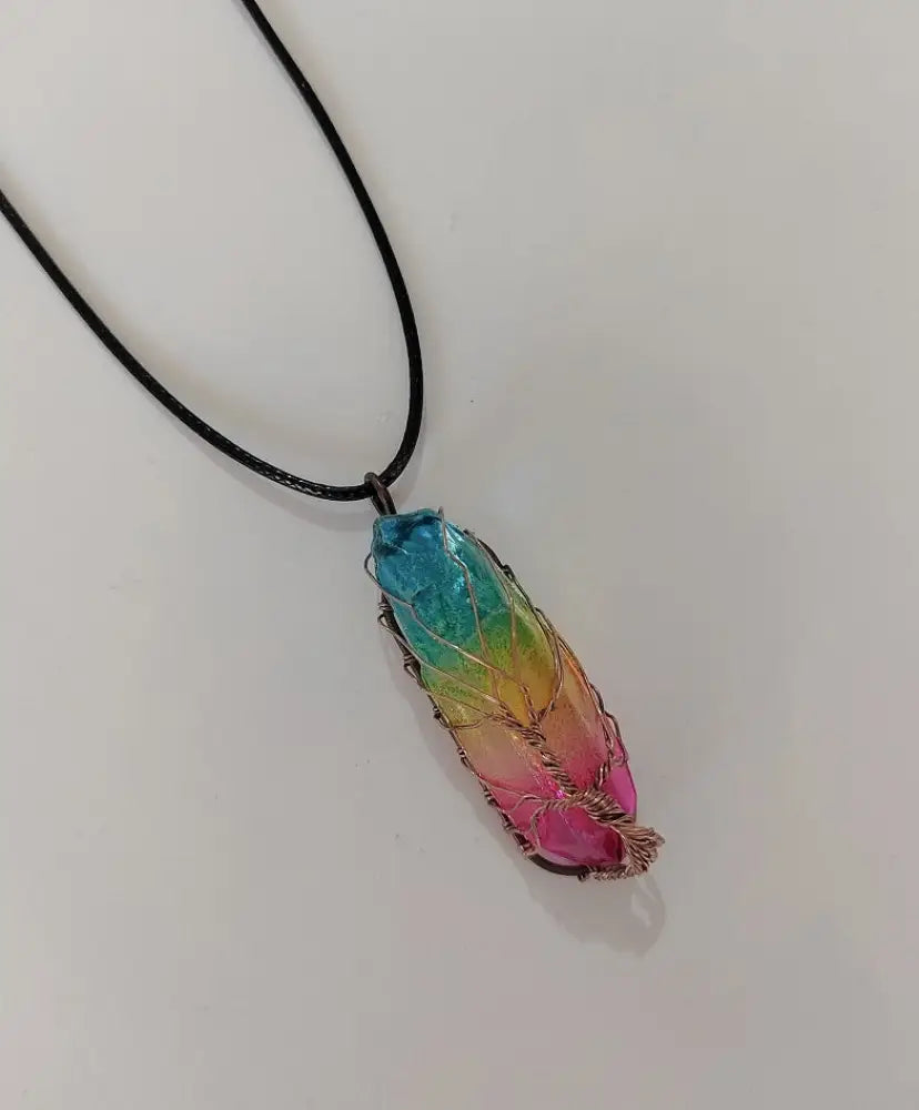 Crystal Tree of Life Necklace | Boho Chic Gemstone Pendant | same ANTHEM - Colorful / 10PCS
