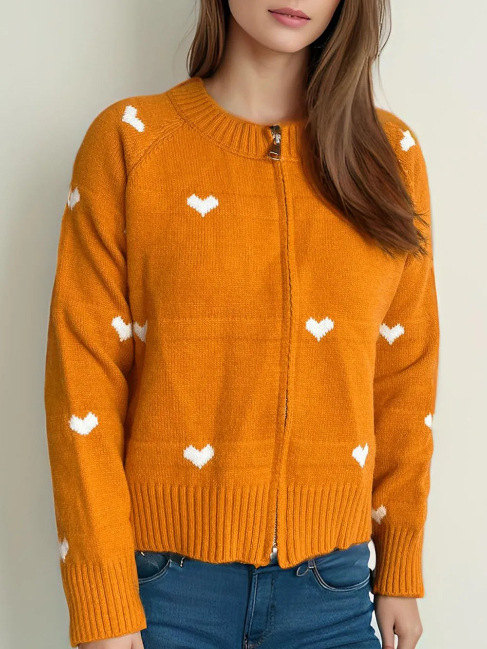 Cute College Style Zipper Cardigan – Dreamy Soulmate Streetwear | same ANTHEM - Tangerine / S