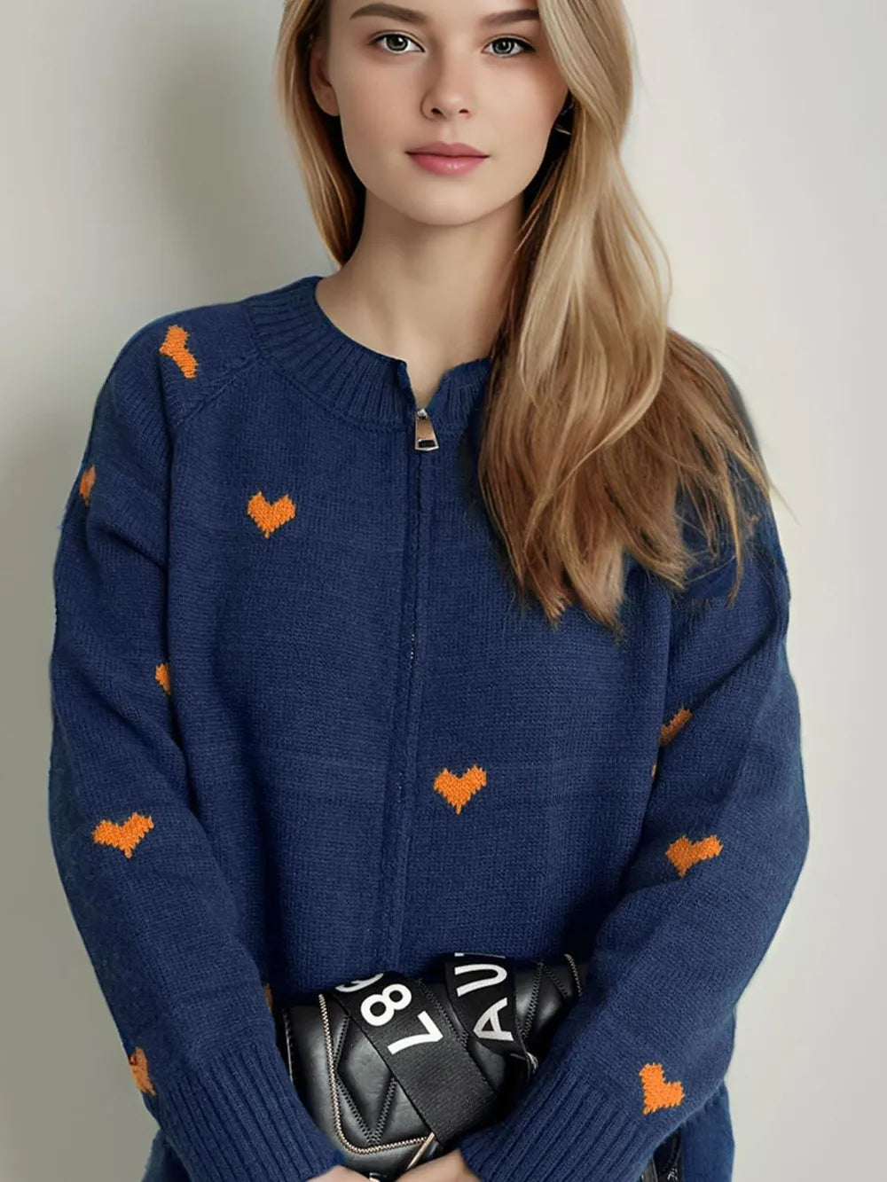 Cute College Style Zipper Cardigan – Dreamy Soulmate Streetwear | same ANTHEM - Dark Blue / S