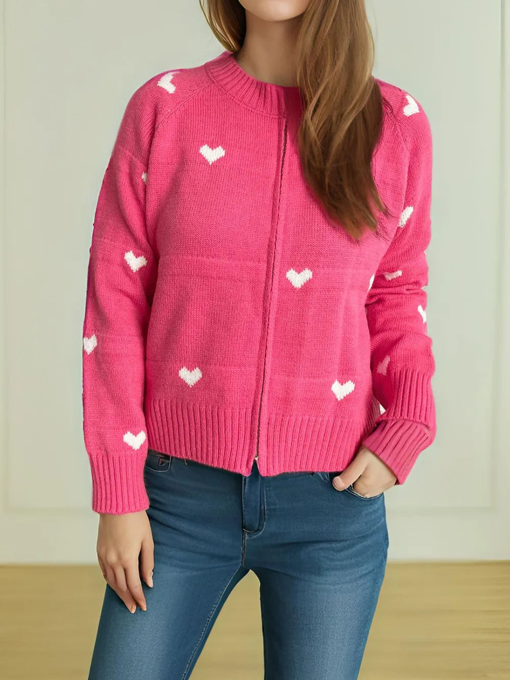 Cute College Style Zipper Cardigan – Dreamy Soulmate Streetwear | same ANTHEM - Hot Pink / S