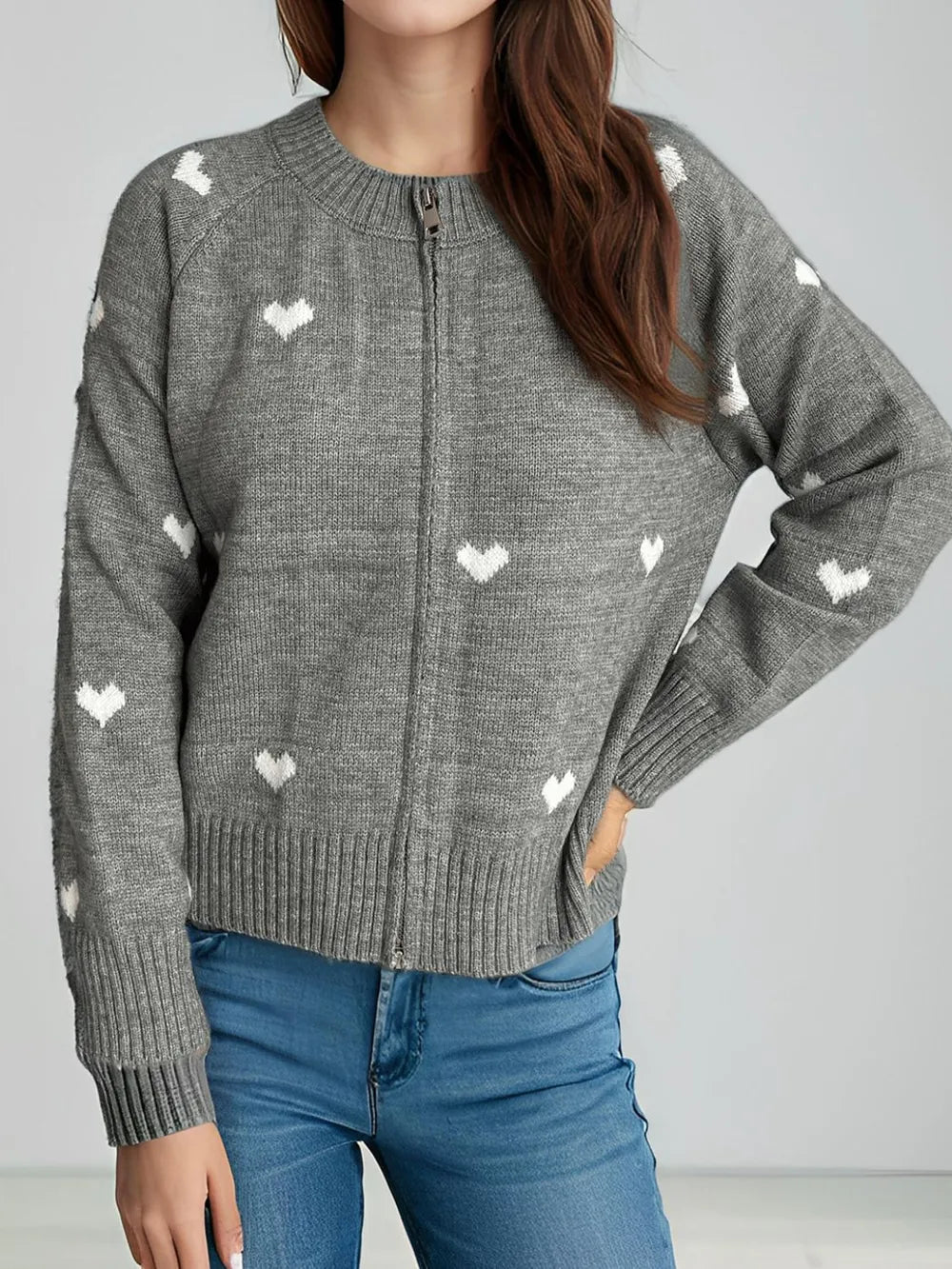 Cute College Style Zipper Cardigan – Dreamy Soulmate Streetwear | same ANTHEM - Gray / M