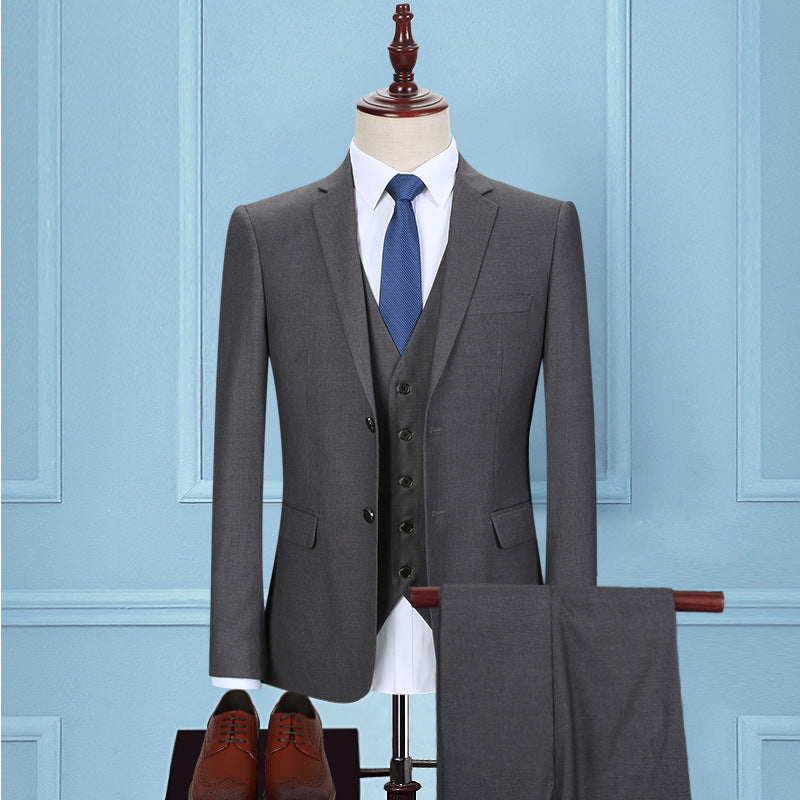 Dark Green Three-Piece Korean Slim Suit for Men | same ANTHEM – Elegant & Modern - Double Dark Gray / 2XL