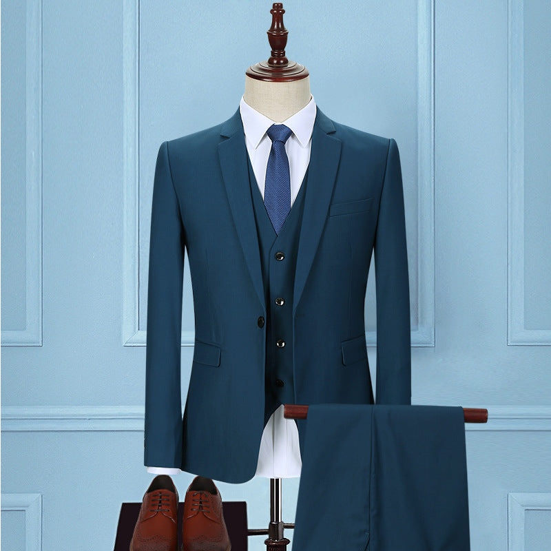 Dark Green Three-Piece Korean Slim Suit for Men | same ANTHEM – Elegant & Modern