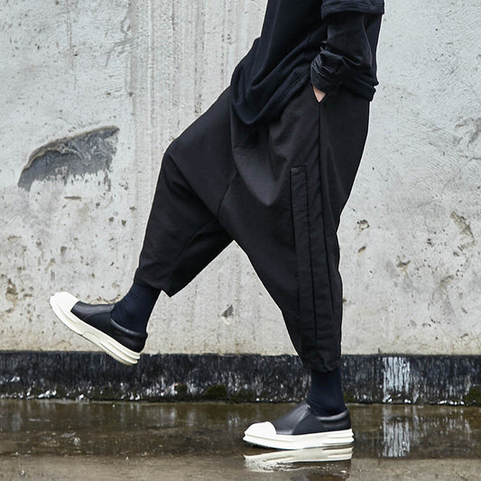 Dark High Fashion Low Crotch Straddles Pants | same ANTHEM. Soulmate Streetwear - Black / One size