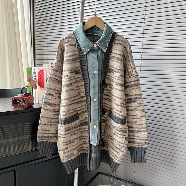 Denim Knit Cardigan Coat – Soulmate Streetwear | same ANTHEM - Khaki / One Size