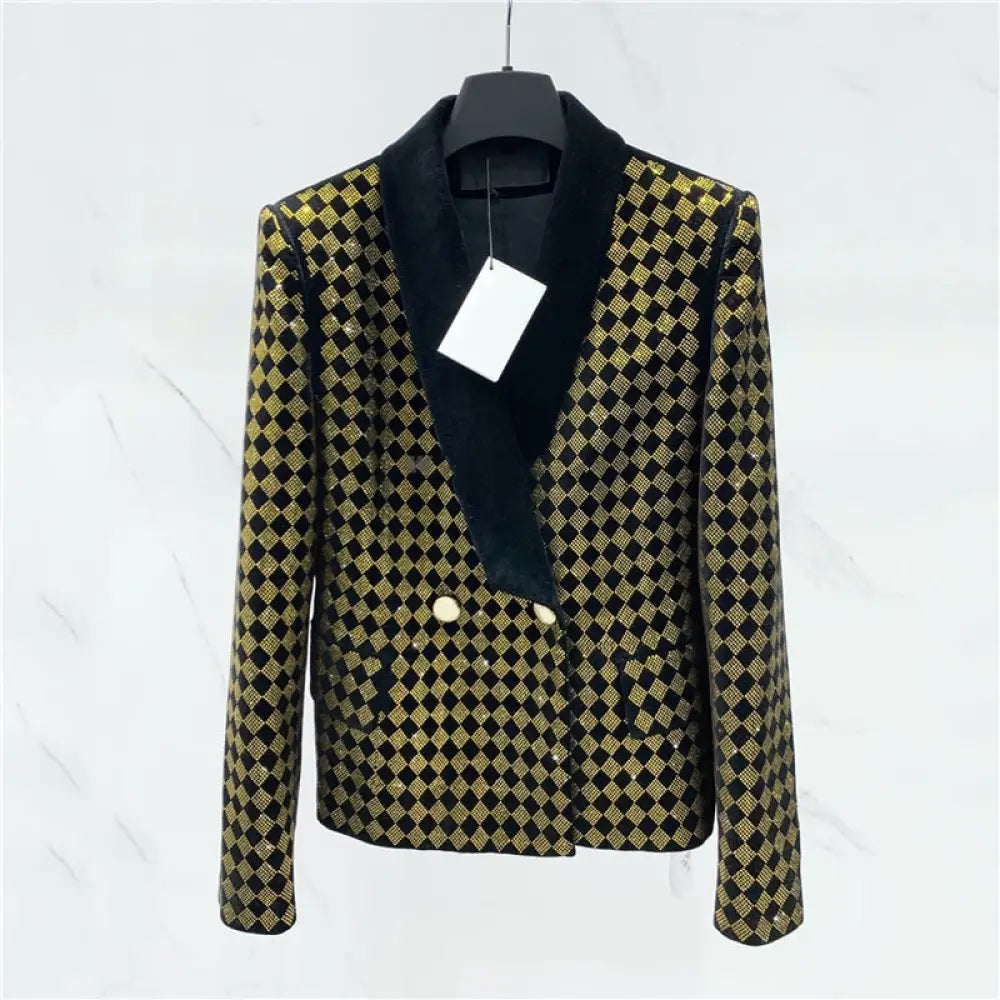 Diamond Lapel Blazer | same ANTHEM. - Black Gold / L