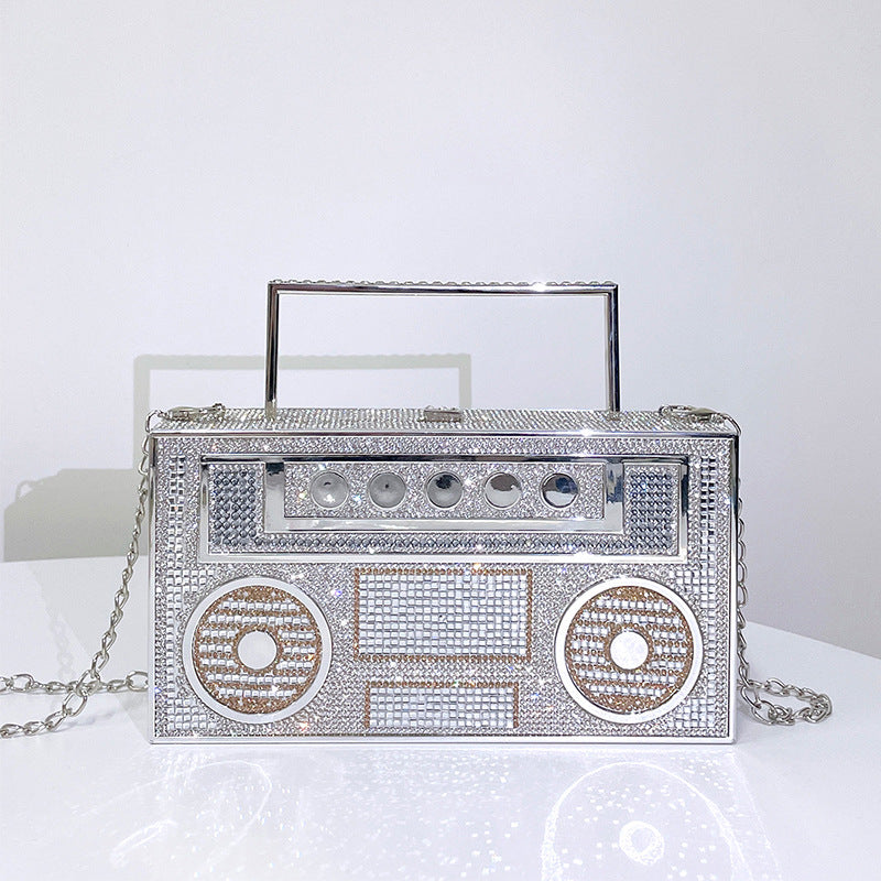 Diamond Radio Clutch Bag | same ANTHEM. - Silver / L22 x W5.5 x H11.5cm
