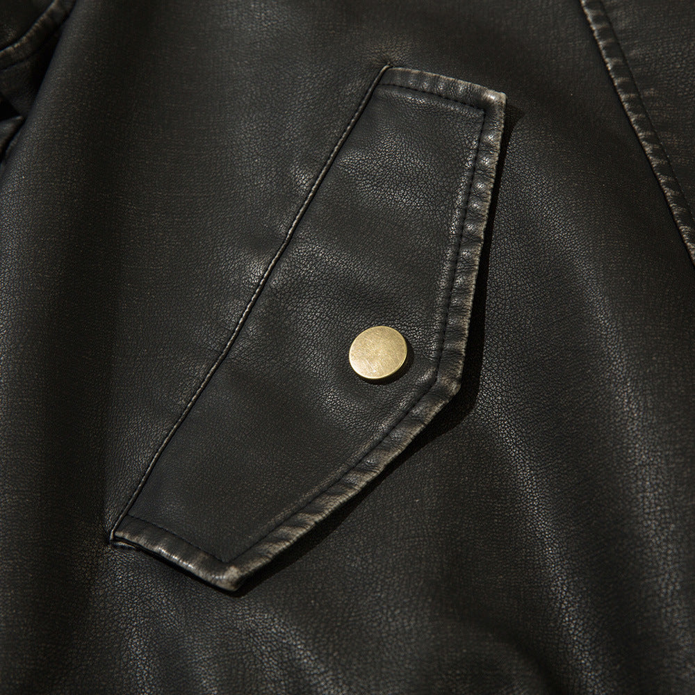 Distressed PU Biker Jacket – Bold & Soulful Layers | same ANTHEM