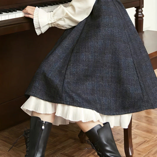 Double-Layer Pleated Tartan Skirt – Romantic Style for Soulmates | Same ANTHEM