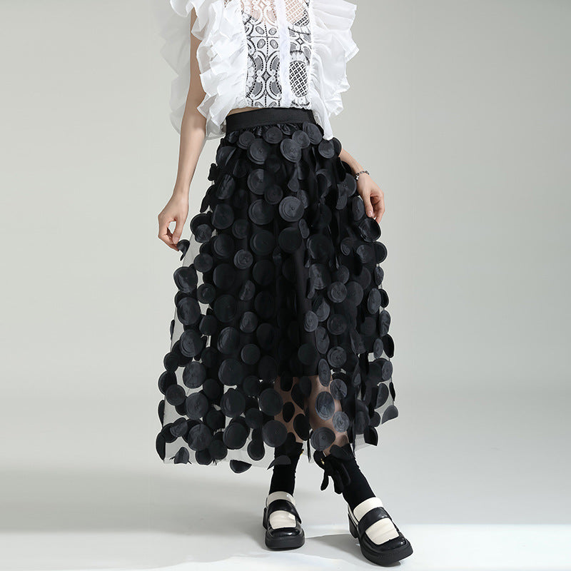 Dreamy Black Mesh Skirt | Polka Dot Romantic Streetwear | Same ANTHEM - Black / S
