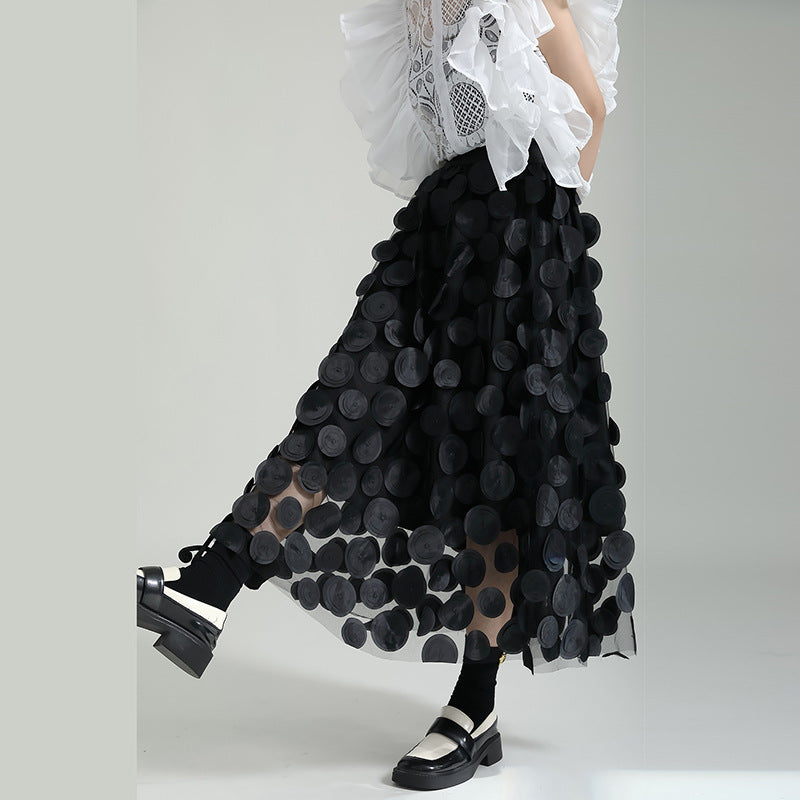 Dreamy Black Mesh Skirt | Polka Dot Romantic Streetwear | Same ANTHEM