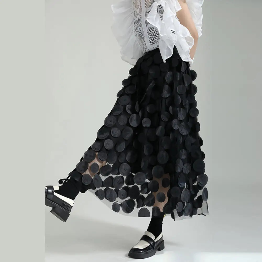 Dreamy Black Mesh Skirt | Polka Dot Romantic Streetwear | Same ANTHEM
