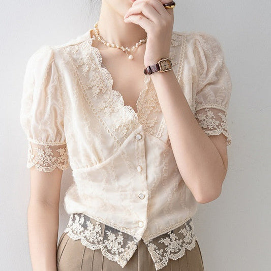 Dreamy Chiffon Lace Summer Top for Women – same ANTHEM