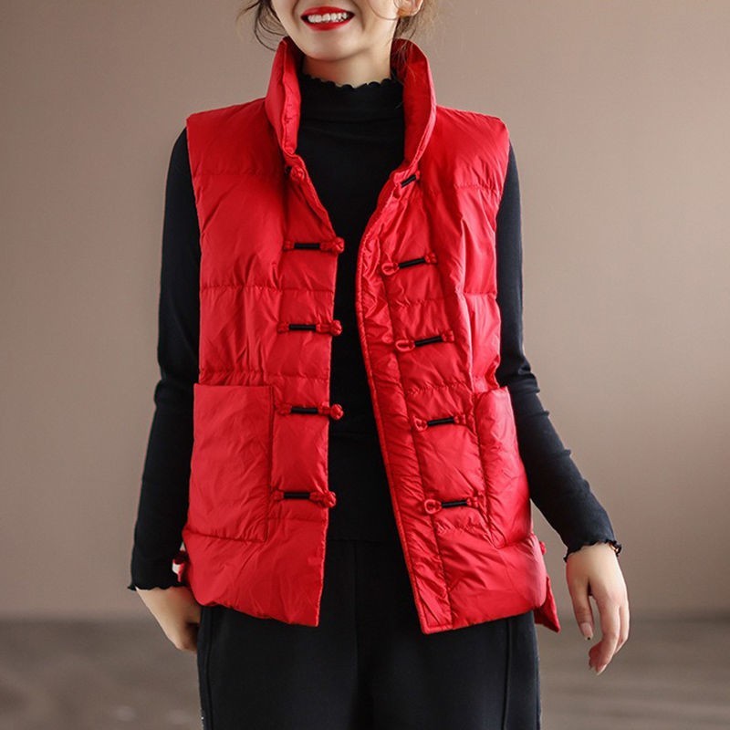 Dreamy Ethnic Down Vest – same ANTHEM Outerwear for Lovers & Soulmates - Red / L