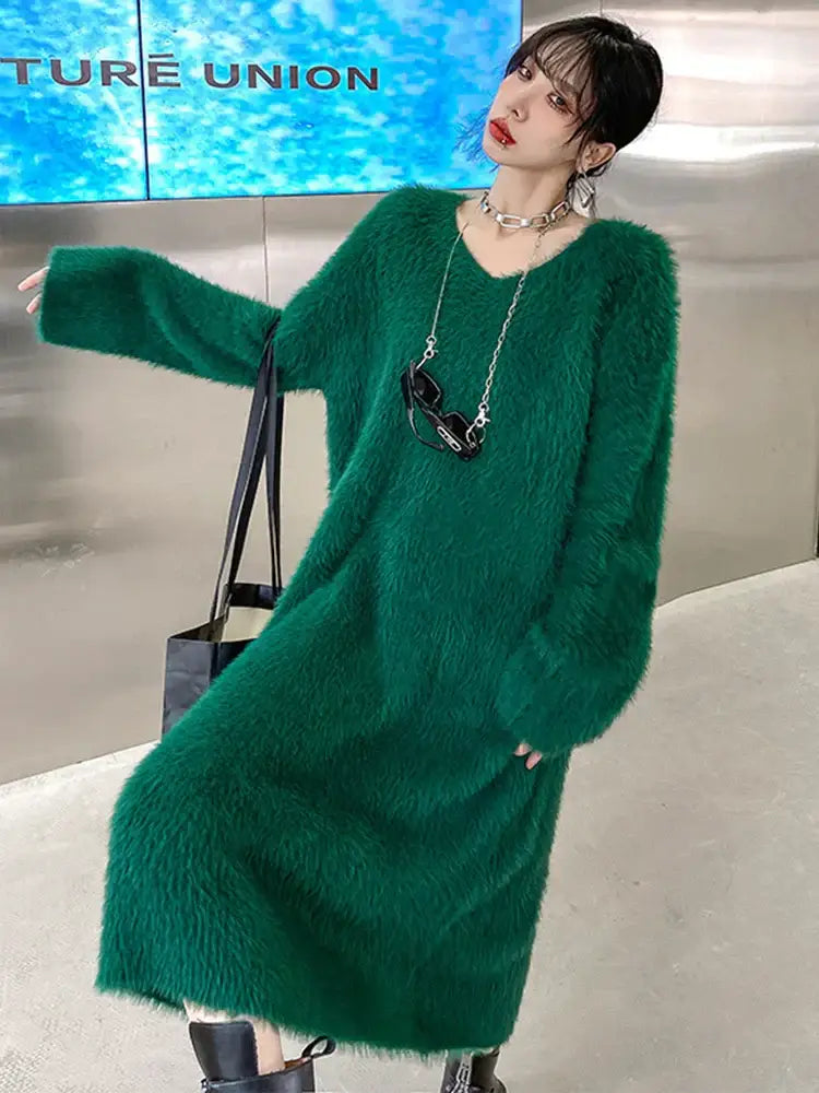 Dreamy Green Knit Dress | Romantic Loose Fit | French-Japanese Streetwear | Same ANTHEM