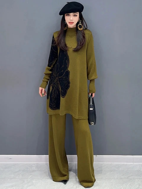 Dreamy Knit Flower Sweater Set – Soulmate Streetwear for Winter | same ANTHEM - Green / One Size