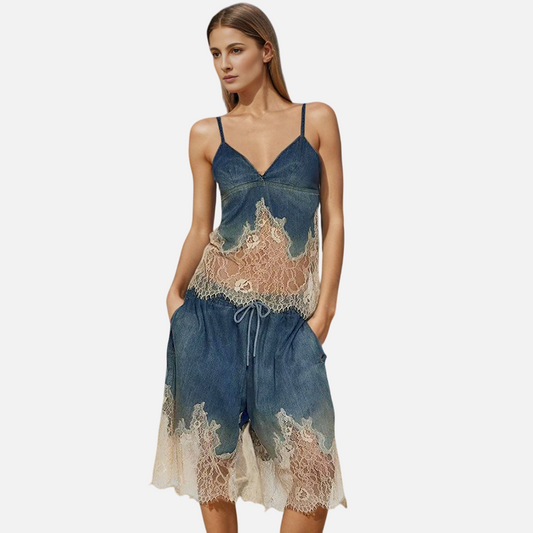 Dreamy Lace Camisole & Denim Shorts Set – Soulmate Streetwear | same ANTHEM