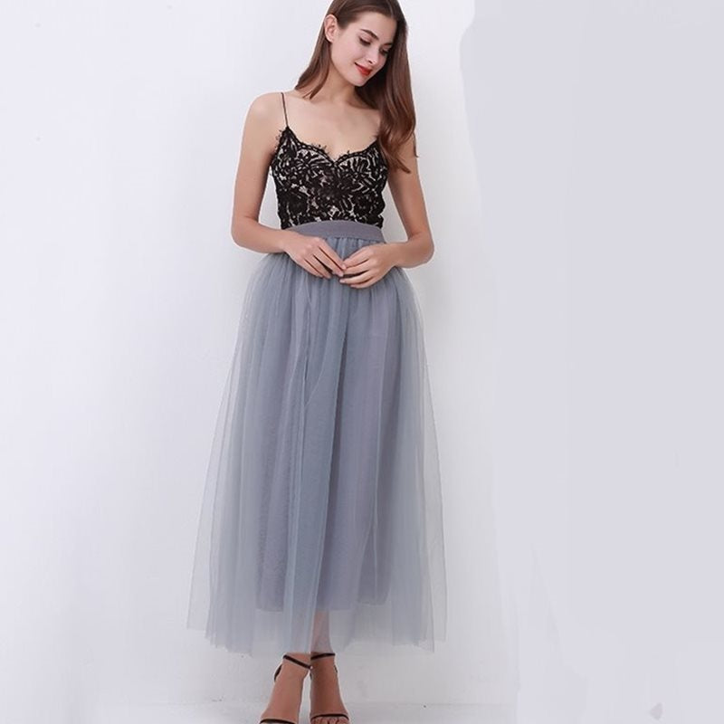Dreamy Lace Princess Tulle Skirt | Fairy & Ballerina Style | Same ANTHEM - Grey / One size