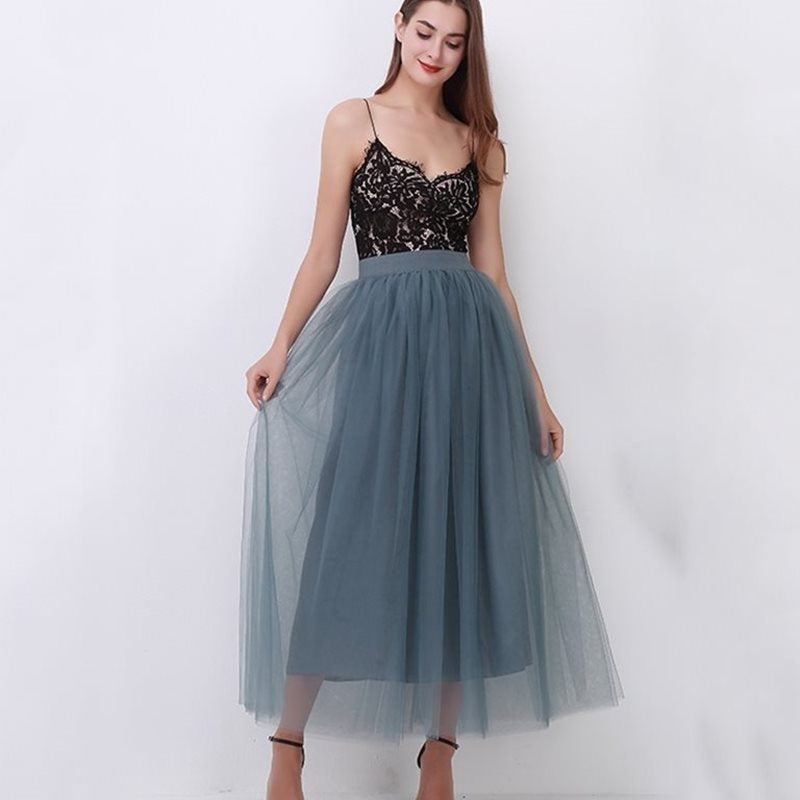 Dreamy Lace Princess Tulle Skirt | Fairy & Ballerina Style | Same ANTHEM - Dark Grey / One size