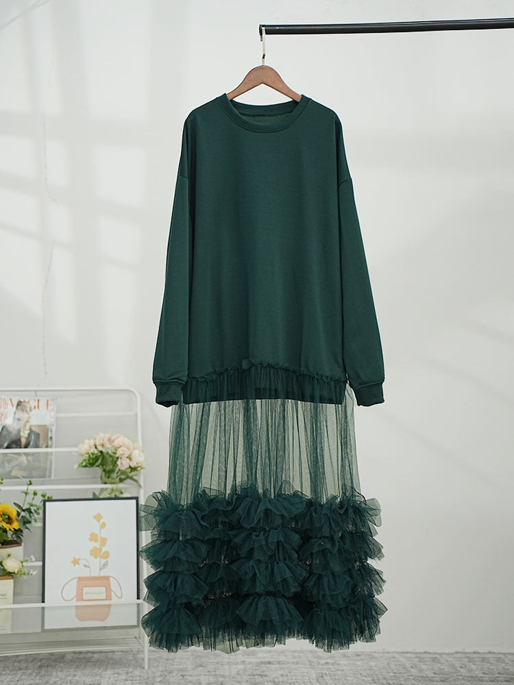 Dreamy Mesh Sweater Dress – same ANTHEM - Dark green / One Size
