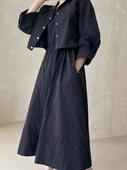 Dreamy Two-Piece Set – Japanese Collar & Dress | Soulmate Streetwear | same ANTHEM - Black / One size