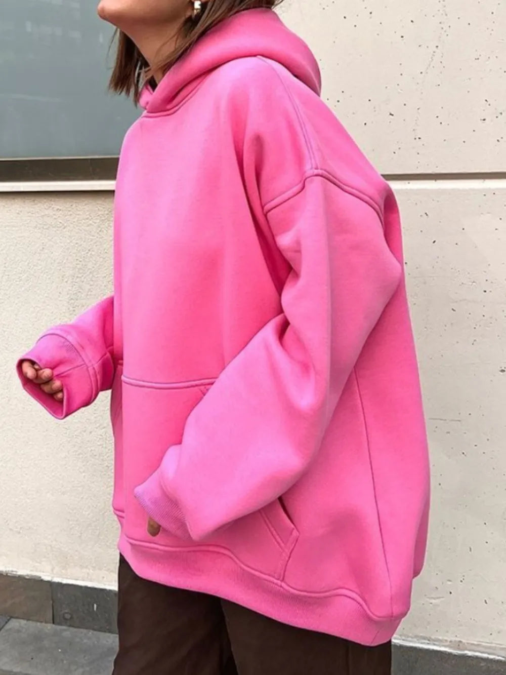 Dropped Shoulder Hoodie – same ANTHEM | Streetwear for Soulmates & Lovers - Hot Pink / S