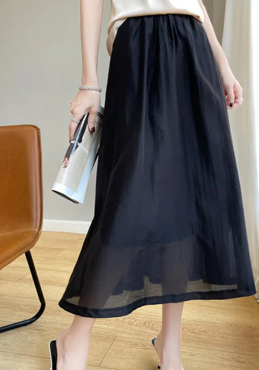 Elegant Chiffon A-Line Skirt – French Mid-Length Style | same ANTHEM