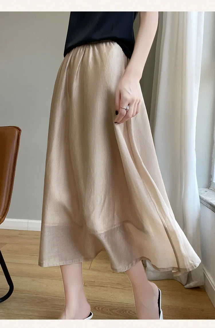 Elegant Chiffon A-Line Skirt – French Mid-Length Style | same ANTHEM