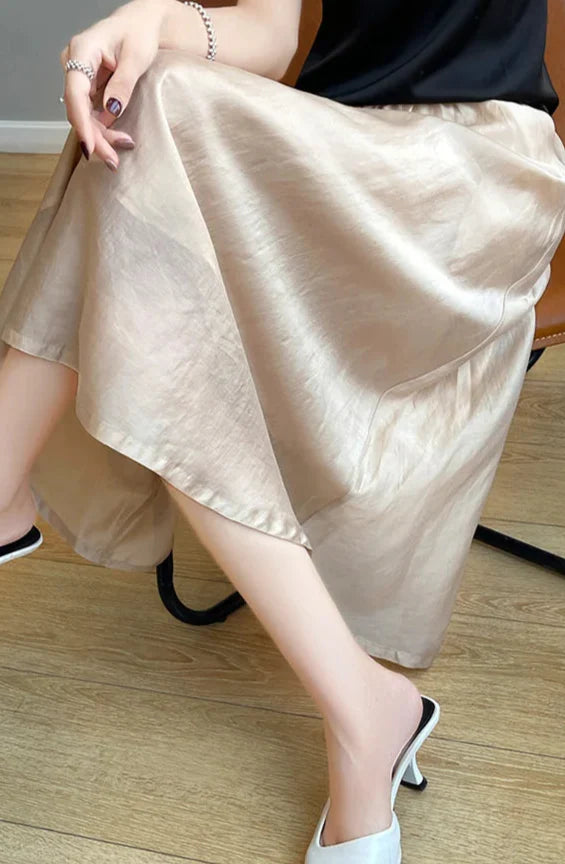 Elegant Chiffon A-Line Skirt – French Mid-Length Style | same ANTHEM